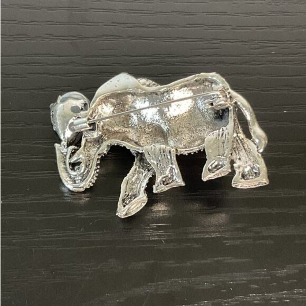 Red & Silver Rhinestone Elephant Brooch Pin - Picture 2 of 5